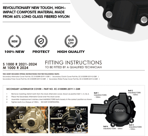 BMW S1000 R 2021-2024 M1000 R 2024+ Engine Cover Kit