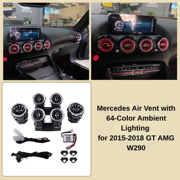 Mercedes Air Vent with 64-Color Ambient Lighting for 2015-2018 GT AMG W290 - Image 7